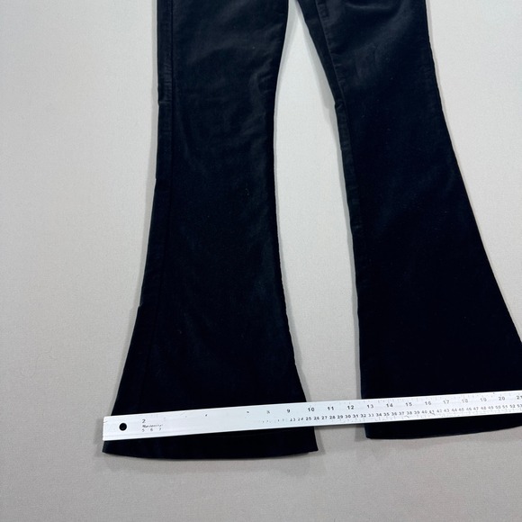 7 For All Mankind Velvet Flare Pants Women's Size 26 Black Cotton Cowgirl Preppy - Picture 6 of 9